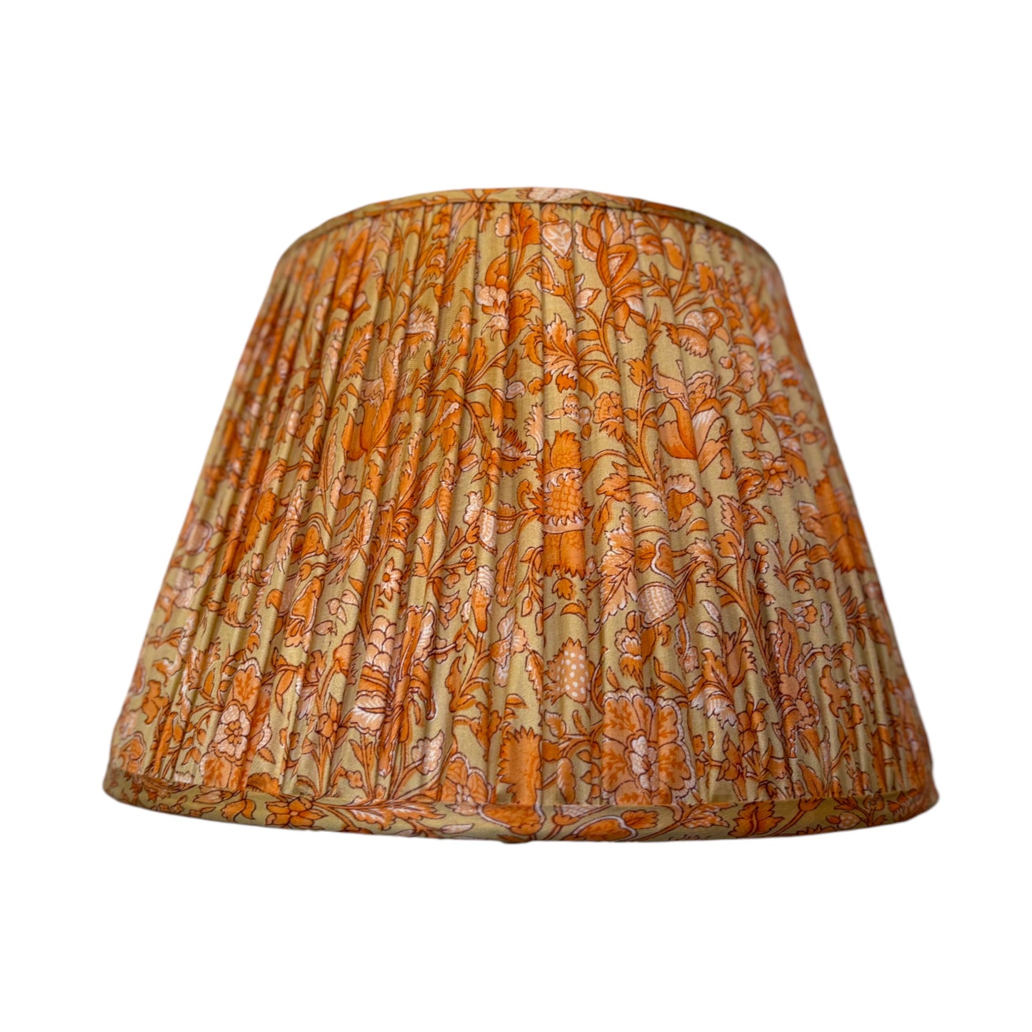 Tangerine and cream vintage silk sari lampshade