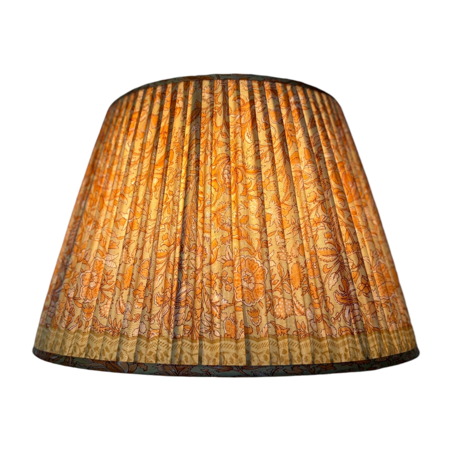 Tangerine and cream vintage silk sari lampshade