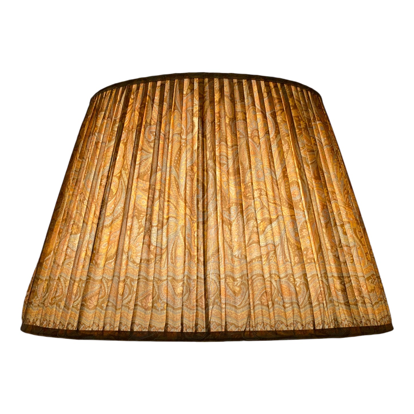 Apricot vintage silk sari lampshade lit
