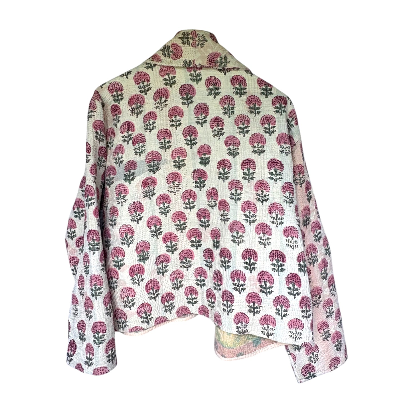 back of pink flower coat