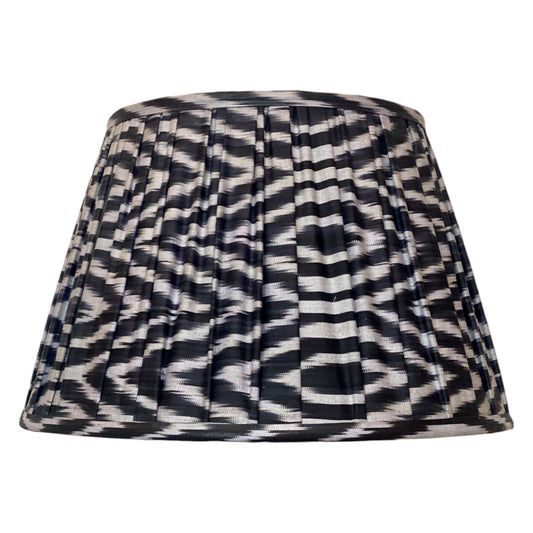 Black and grey ikat lampshade