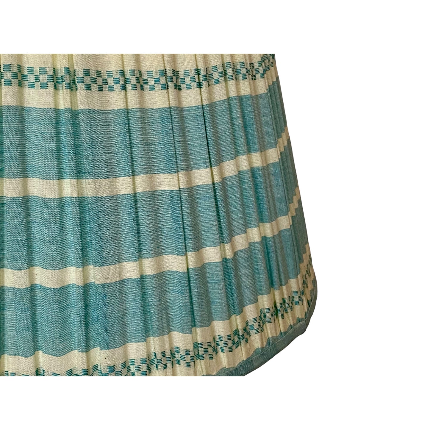 Blue assam cotton lampshade close up