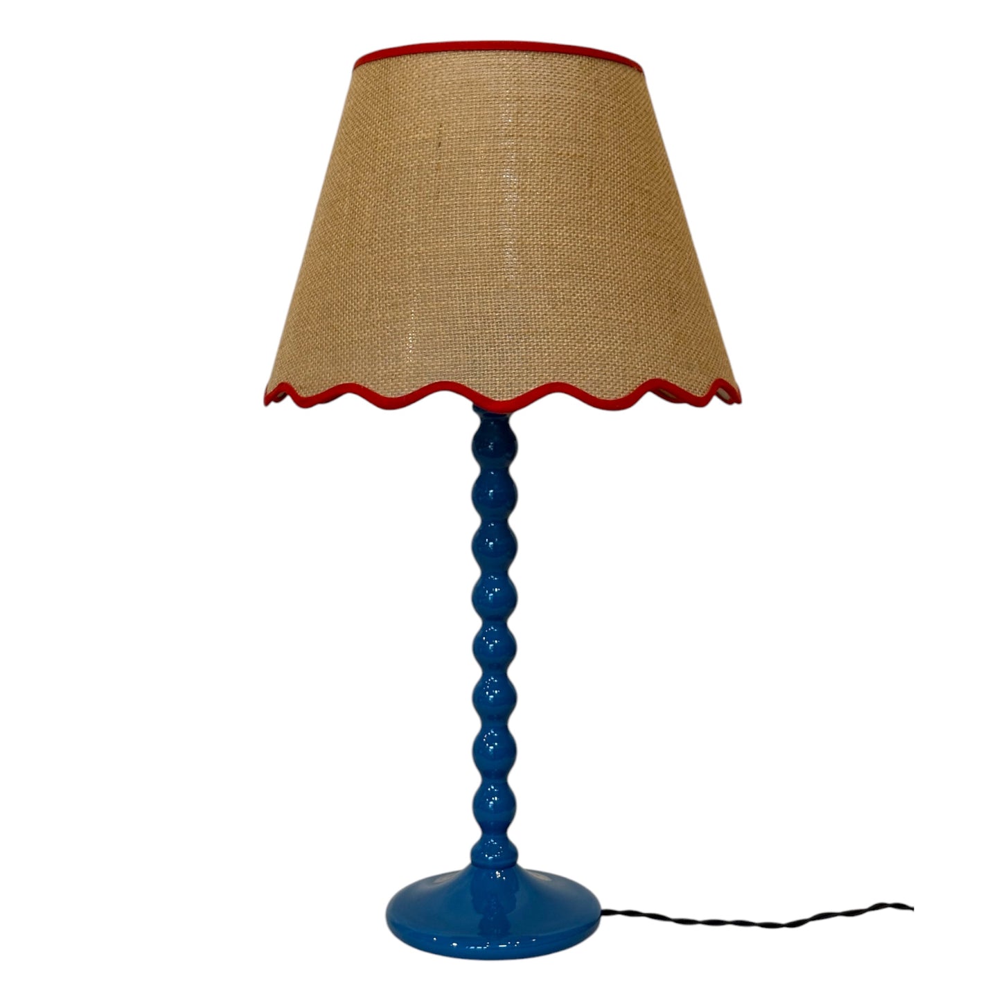 Blue bubble table lamp with shade