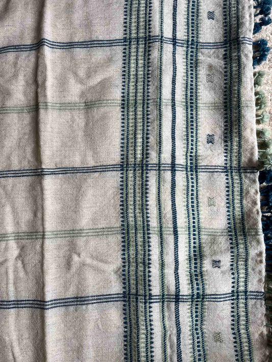 Blue and green woollen shawl