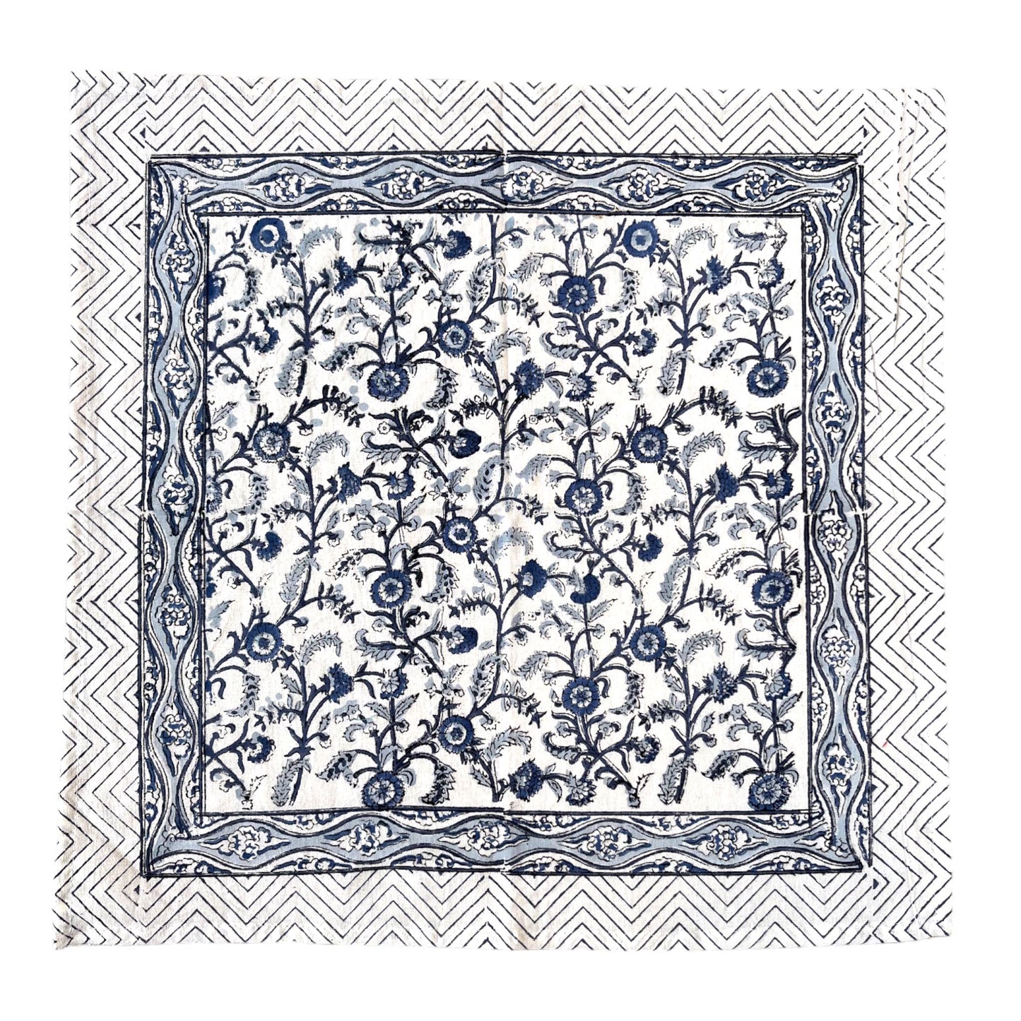 Blue block printed napkin