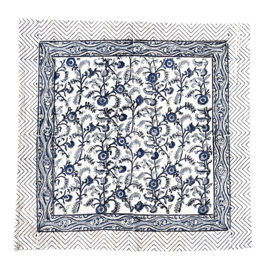 Blue block printed napkin