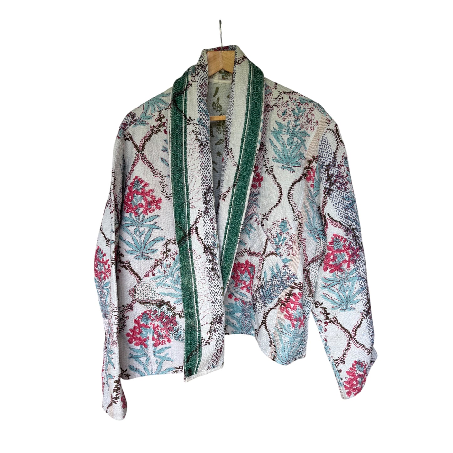 Moghul blue and pink short kantha coat