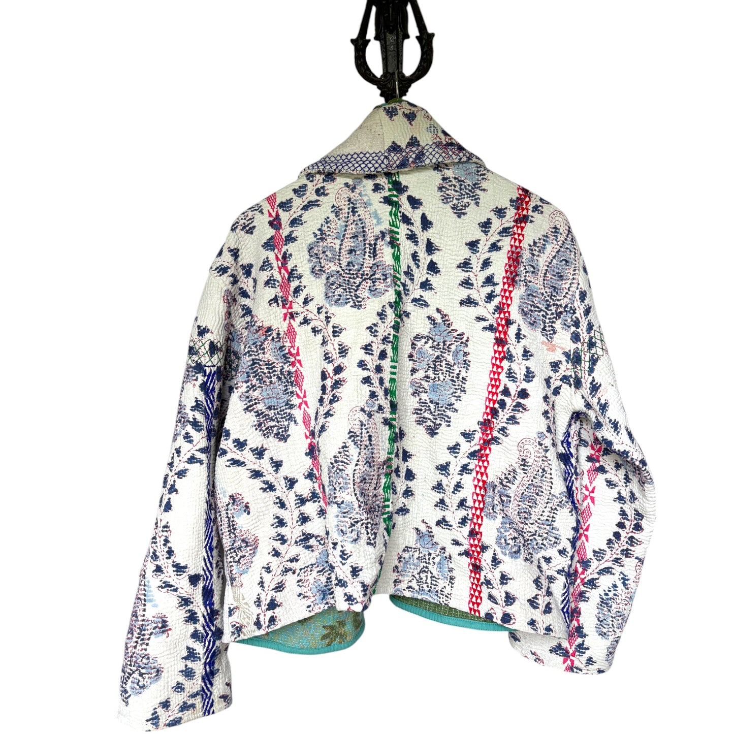 back blue kantha coat short