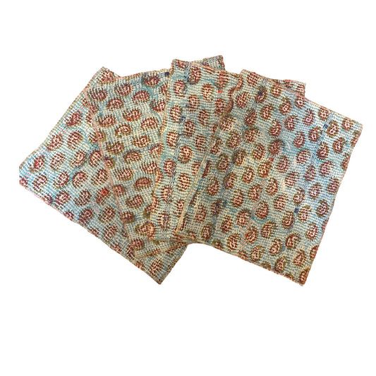 Blue vintage kantha placemat