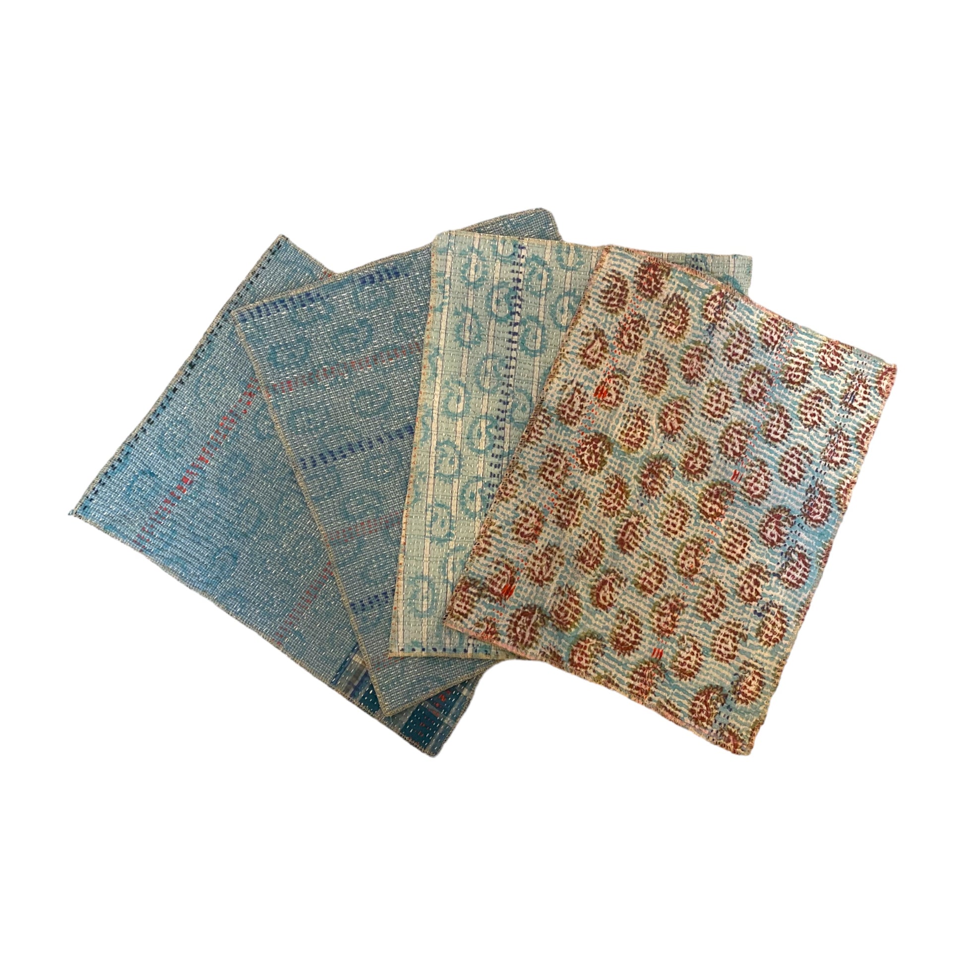 Blue kantha placemat