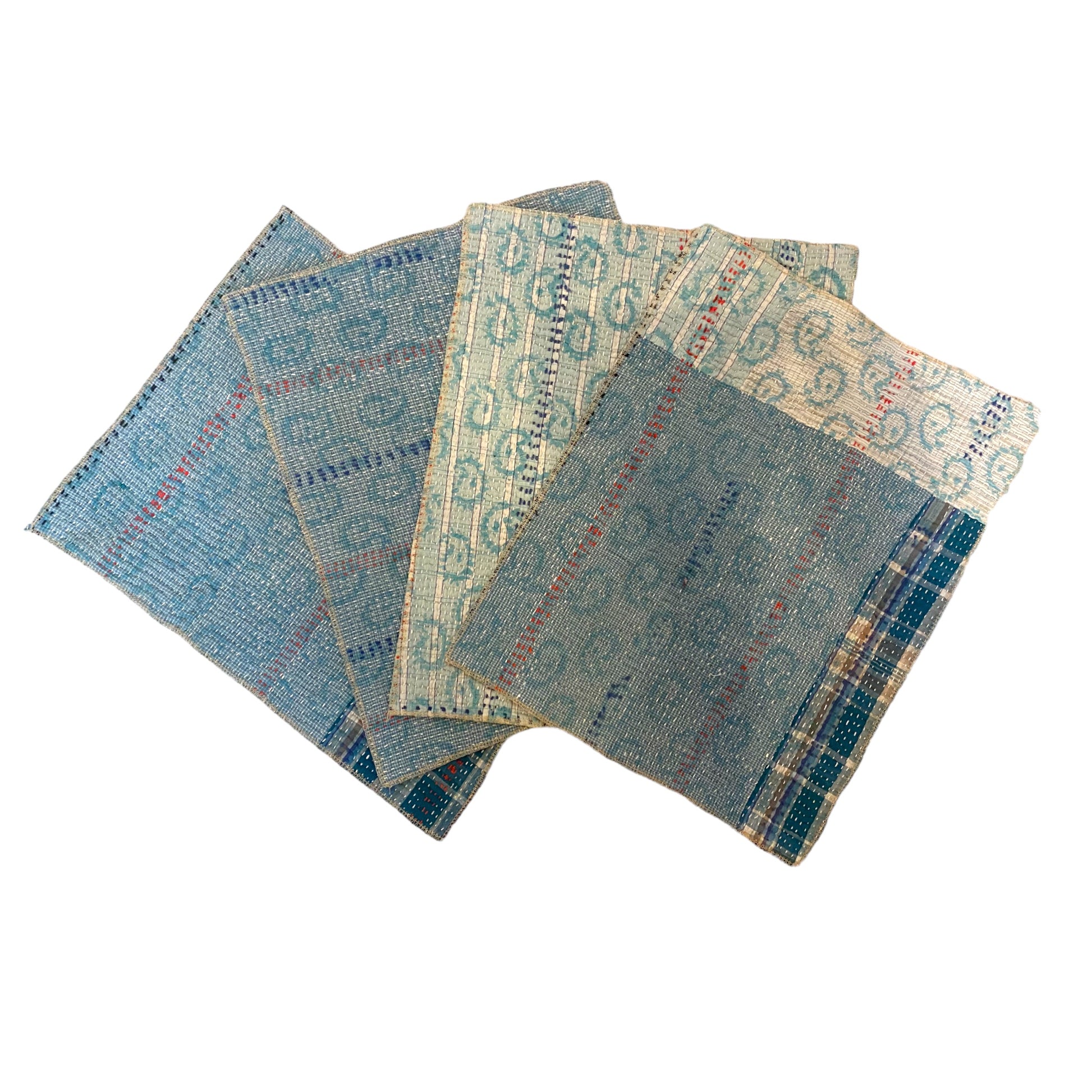 Vintage kantha placemats blue