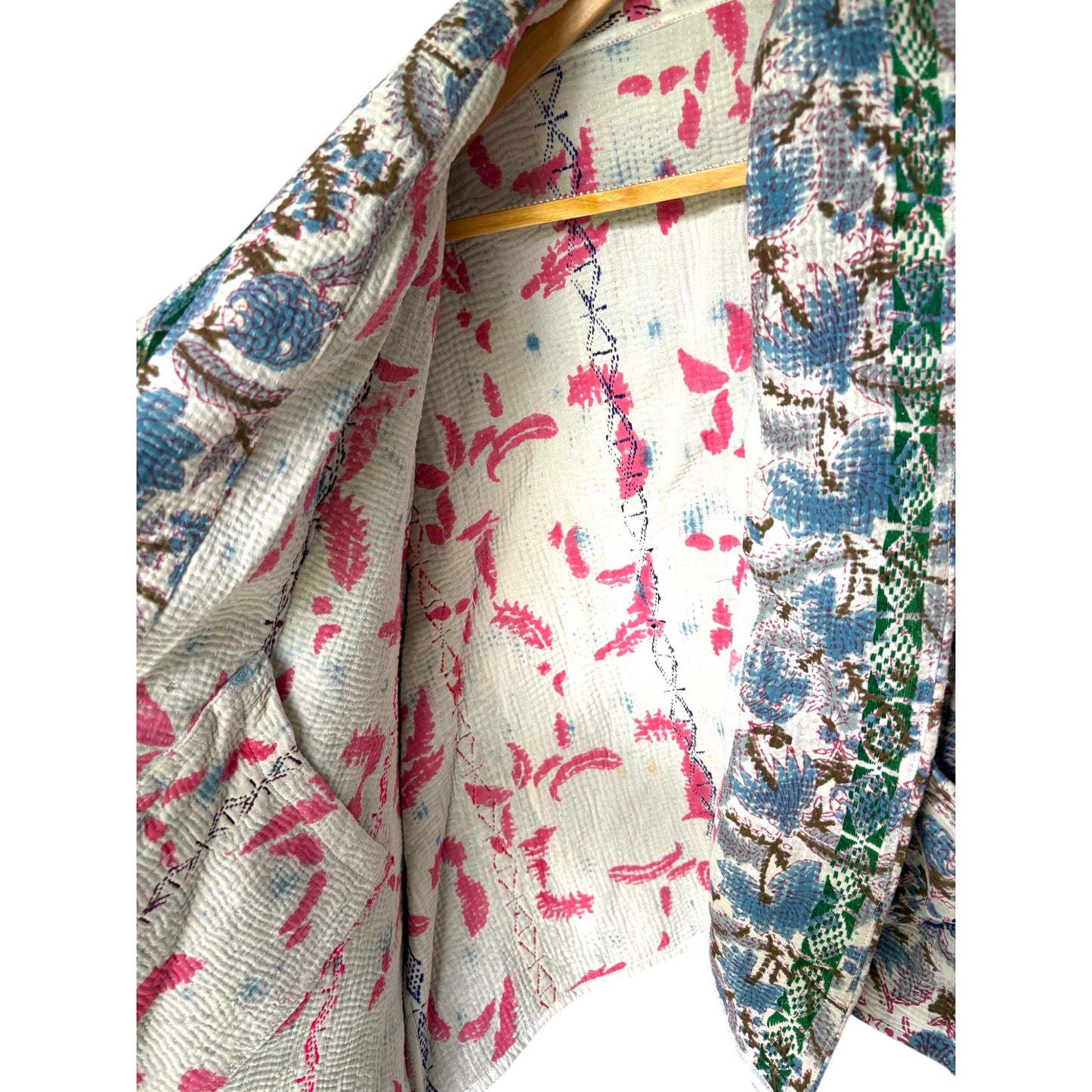 inside of blue kantha coat
