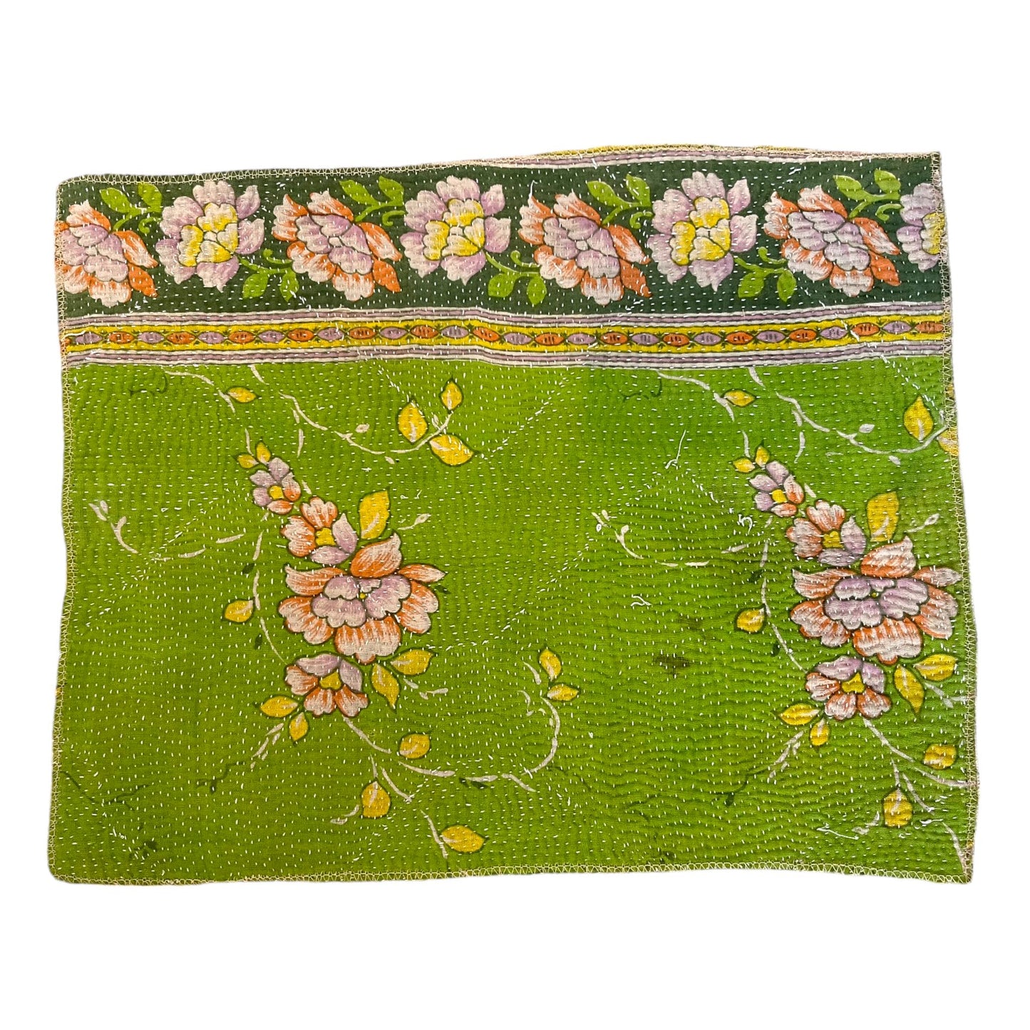 Green kantha placemat