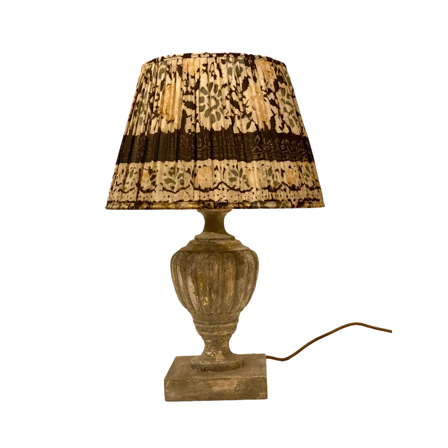 Brown and cream batik silk lampshade