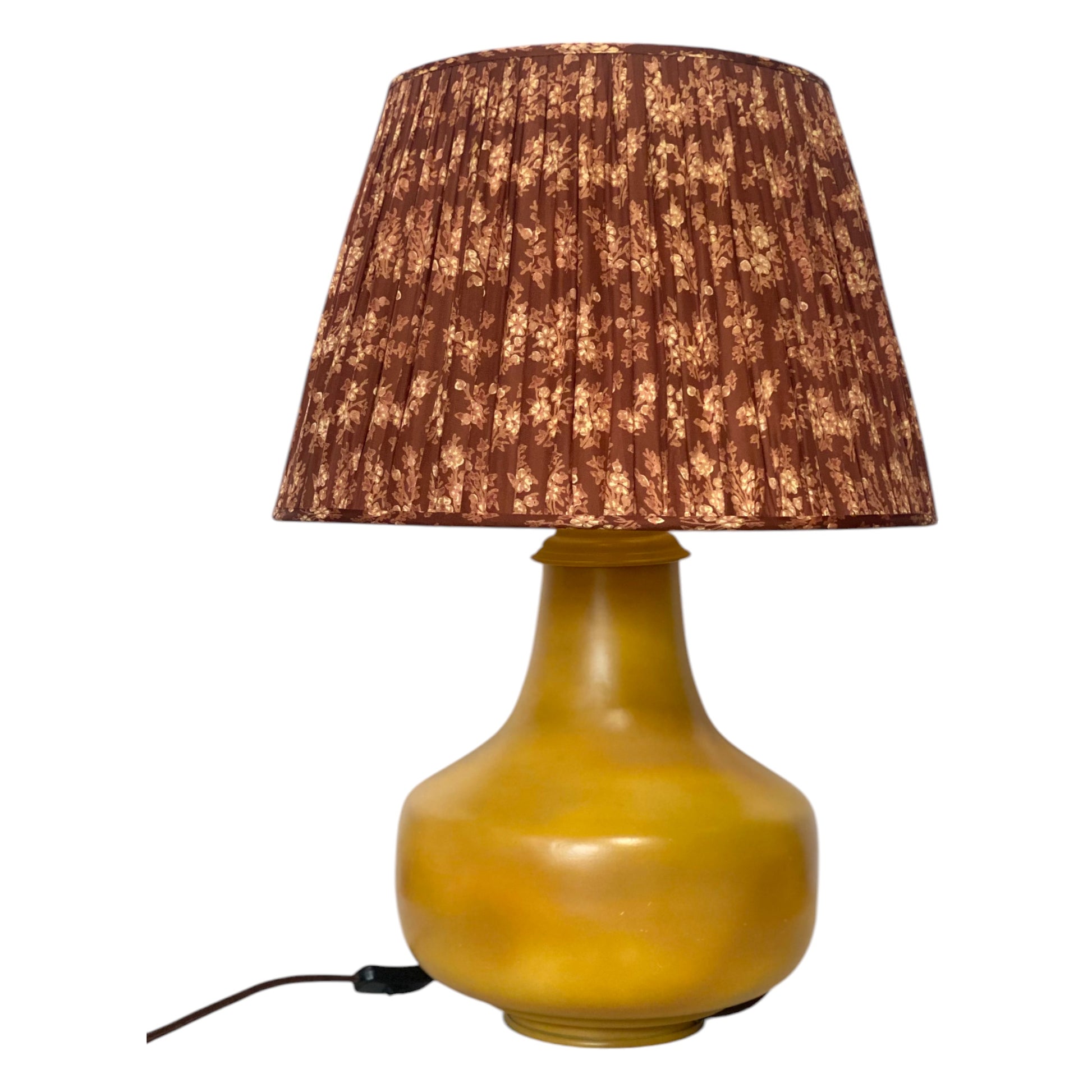 Brown paisley silk lampshade on priyanka lamp