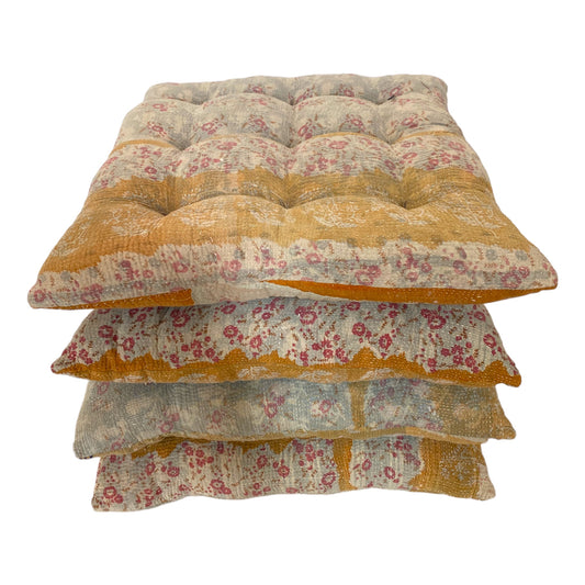 Chalky blue kantha seat pads