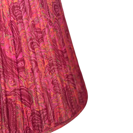 Close up pinks paisley vintage silk sari lampshade