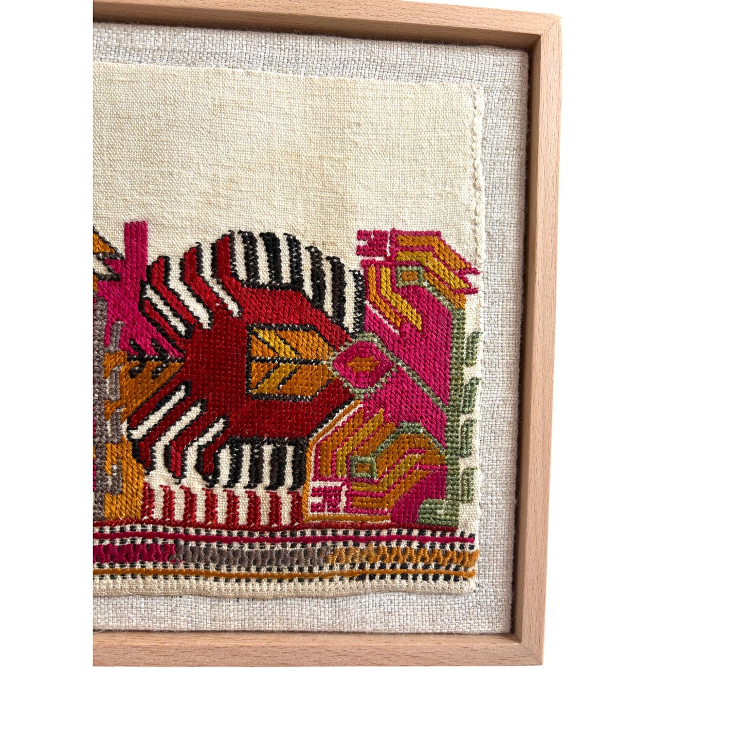 Framed vintage Ottoman textile fragment
