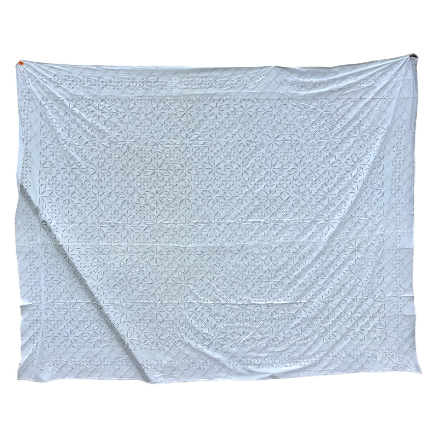 White cutwork cotton blanket