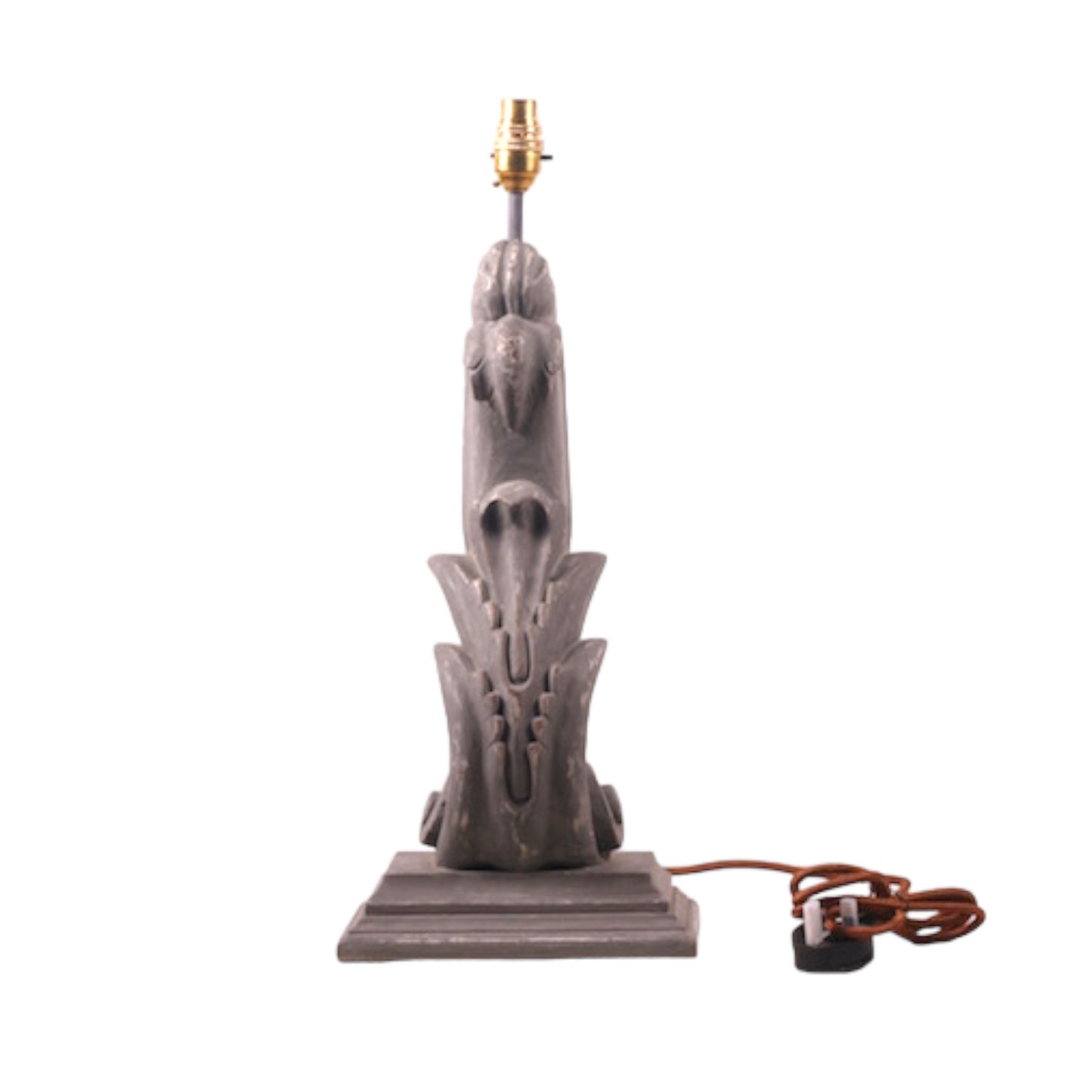 Grey scroll table lamp
