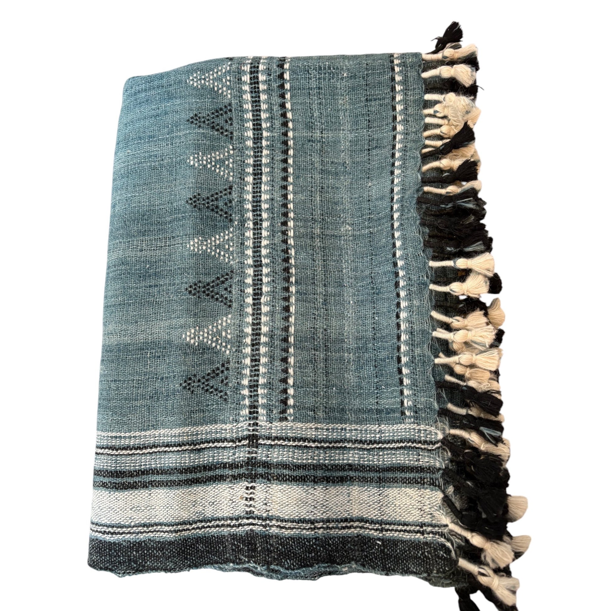 blue woollen throw