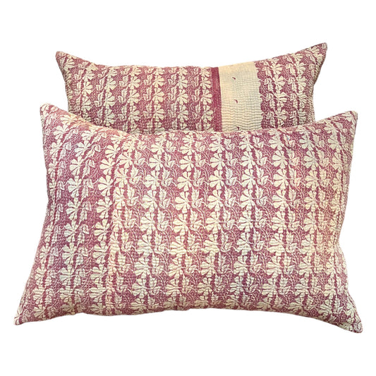 Dusty cream and pink kantha cushions
