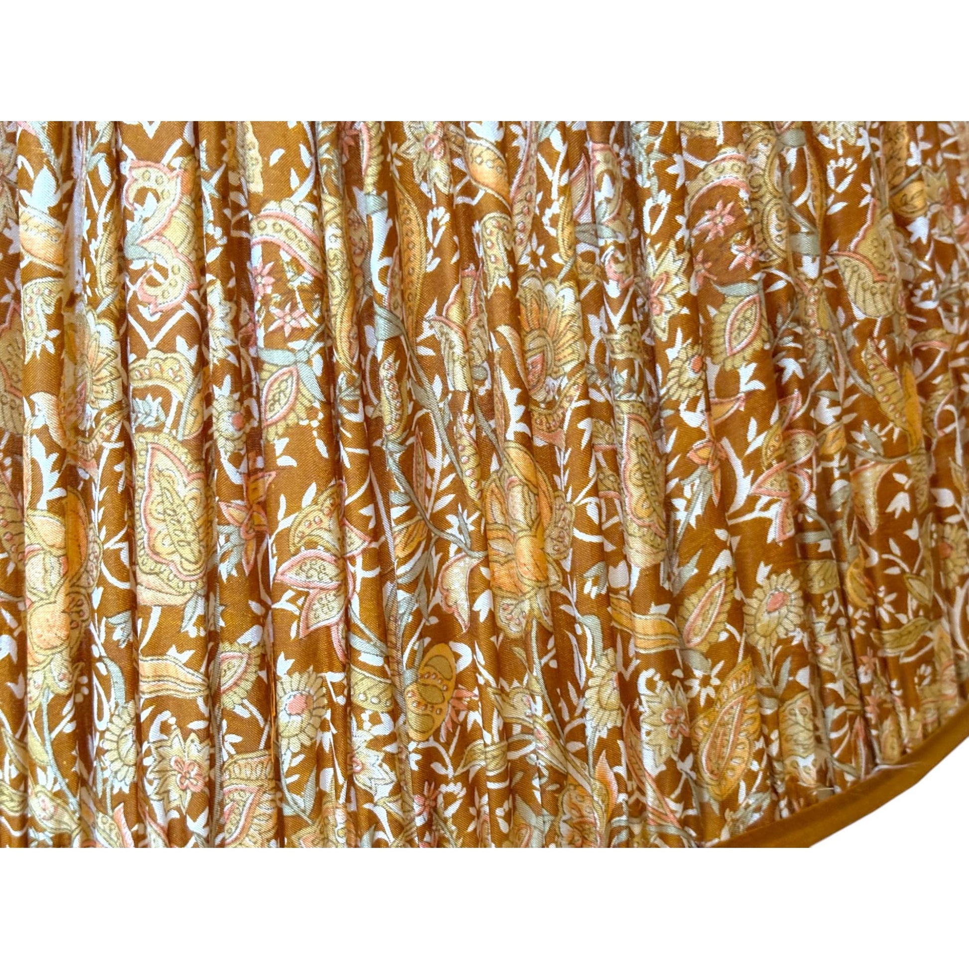 Ginger paisley silk sari lampshade close up