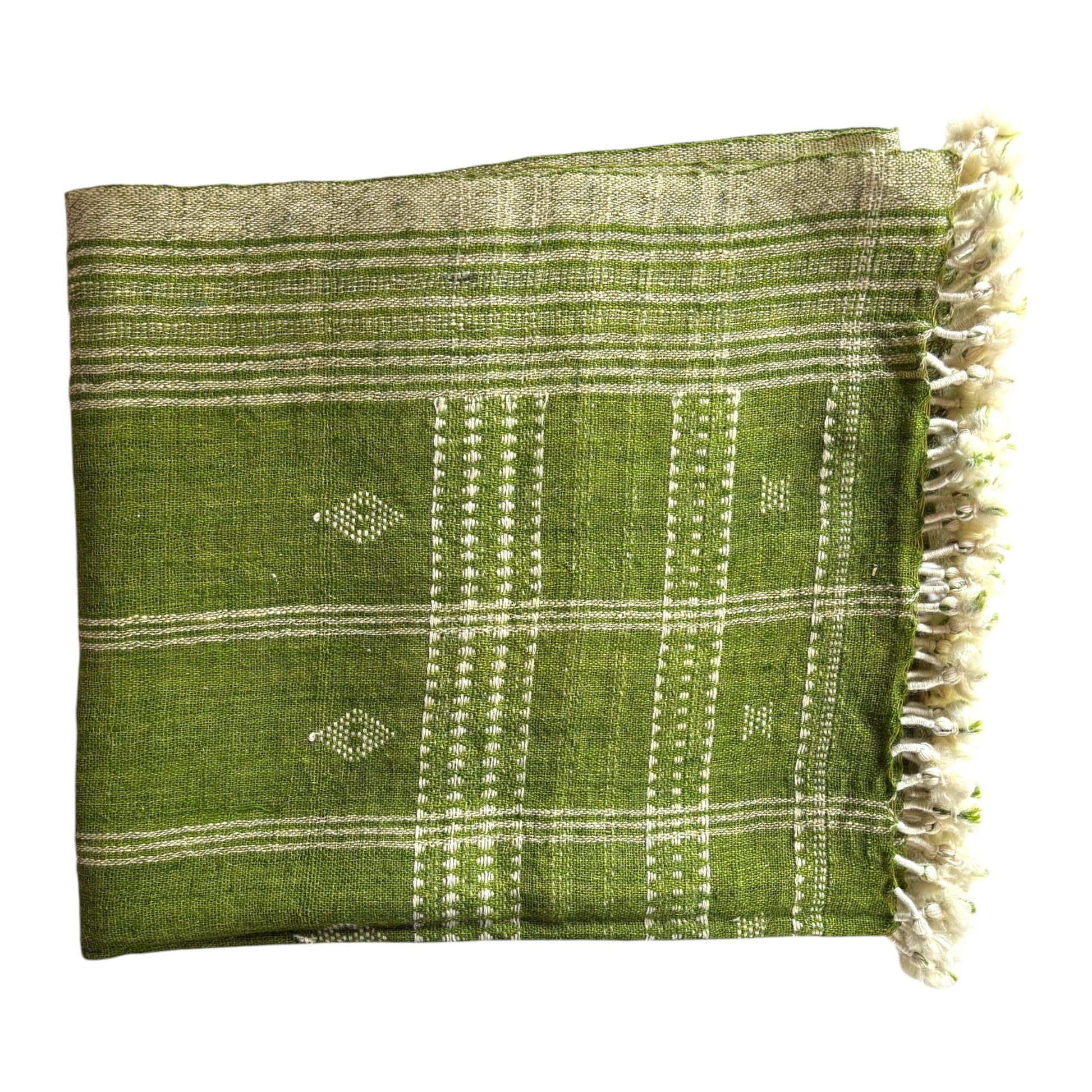 green grass woollen throw