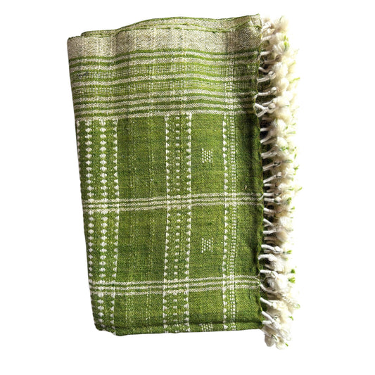Grass green woollen throw