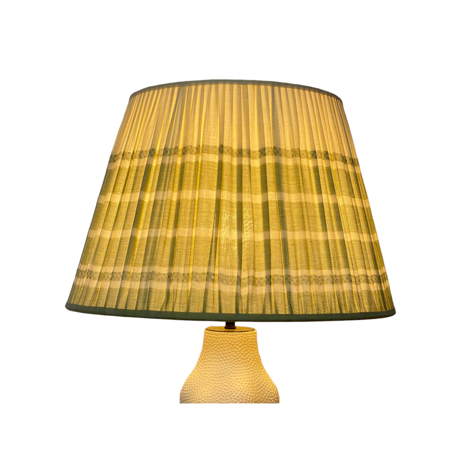 Assam green lampshade lit