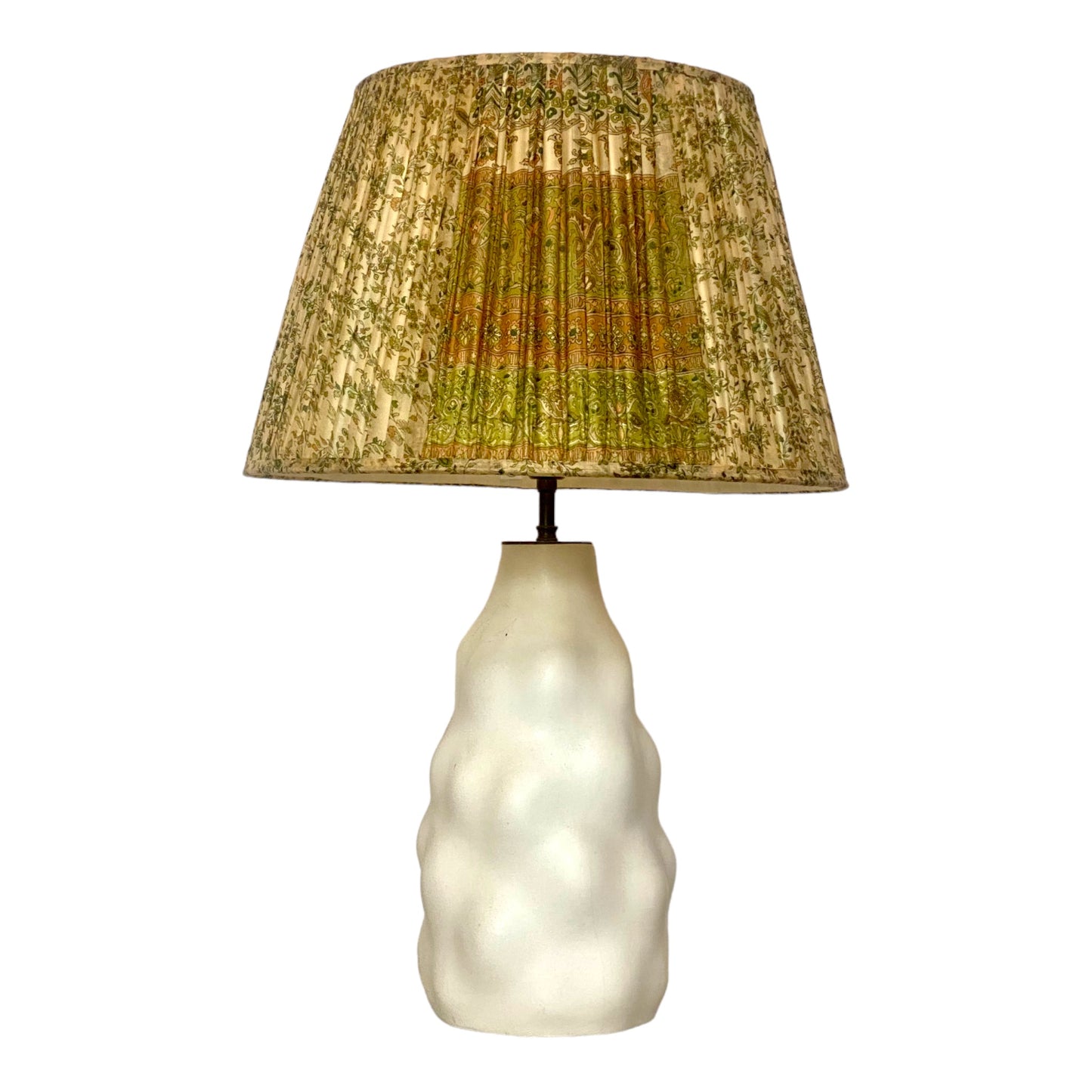 Green vintage silk sari lampshade on Iki lamp