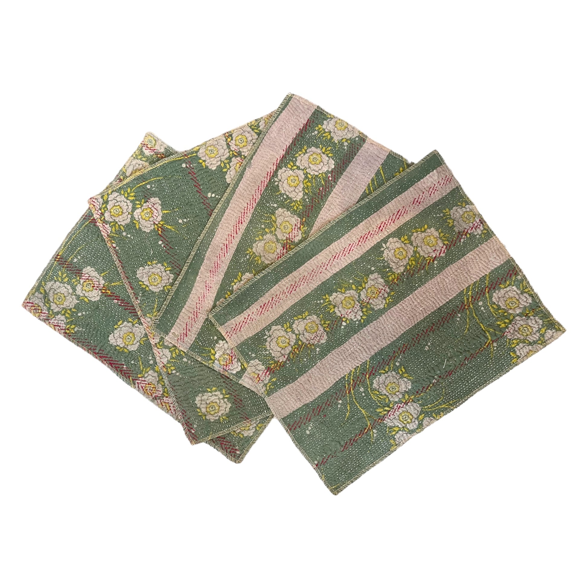 Green floral vintage placemat set