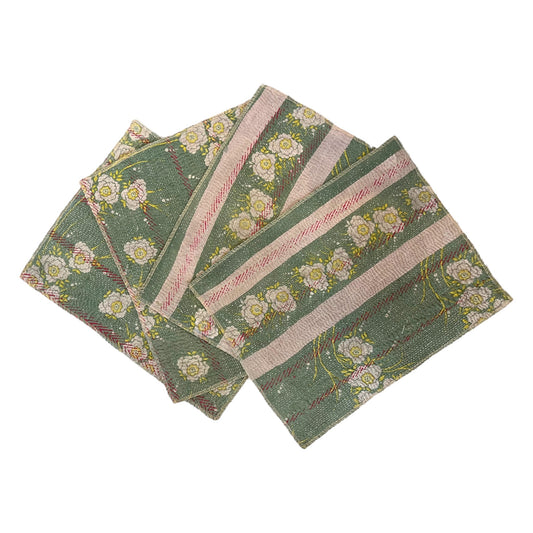 Green floral vintage placemat set
