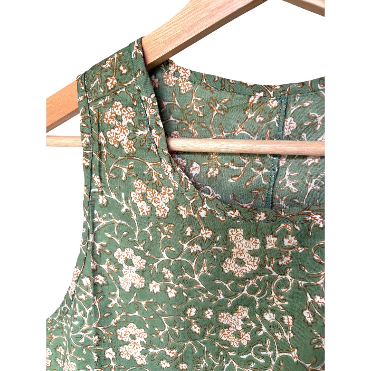 close up green and ochre nightie