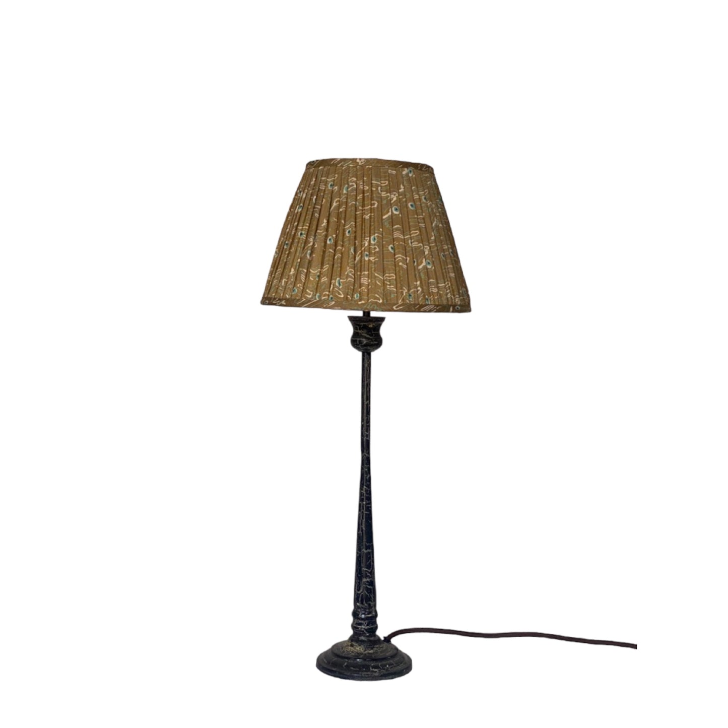 patala candlestick khaki peacock silk shade