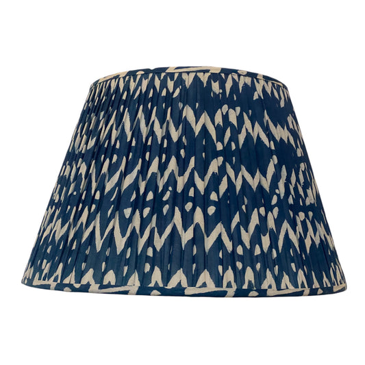 Indigo zig zag cotton lampshade
