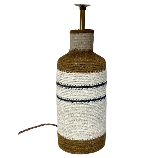 close up of jute table lamp