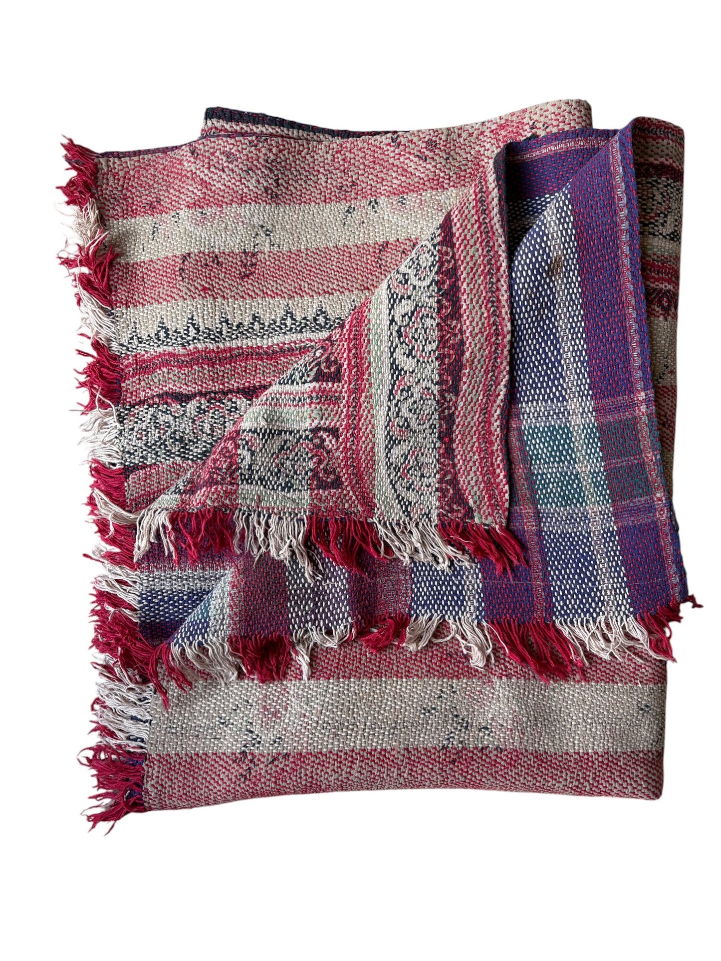 Red stripe kantha rug 2