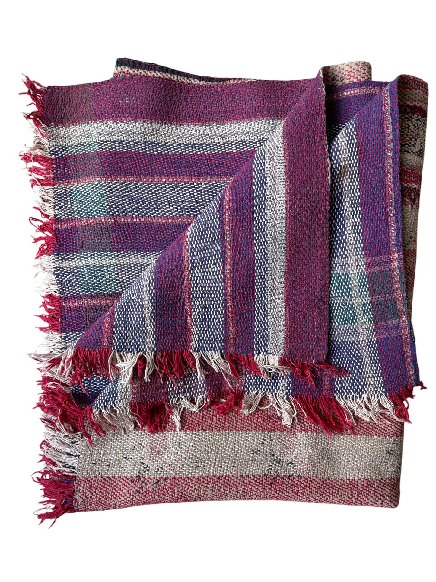 Kantha rug red stripe