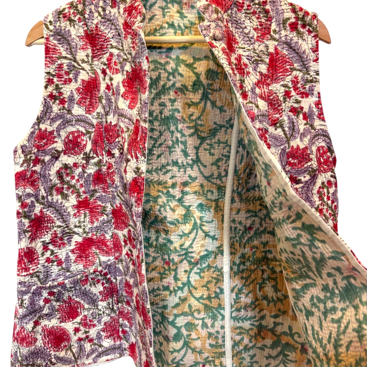 close up ladies kantha gilet