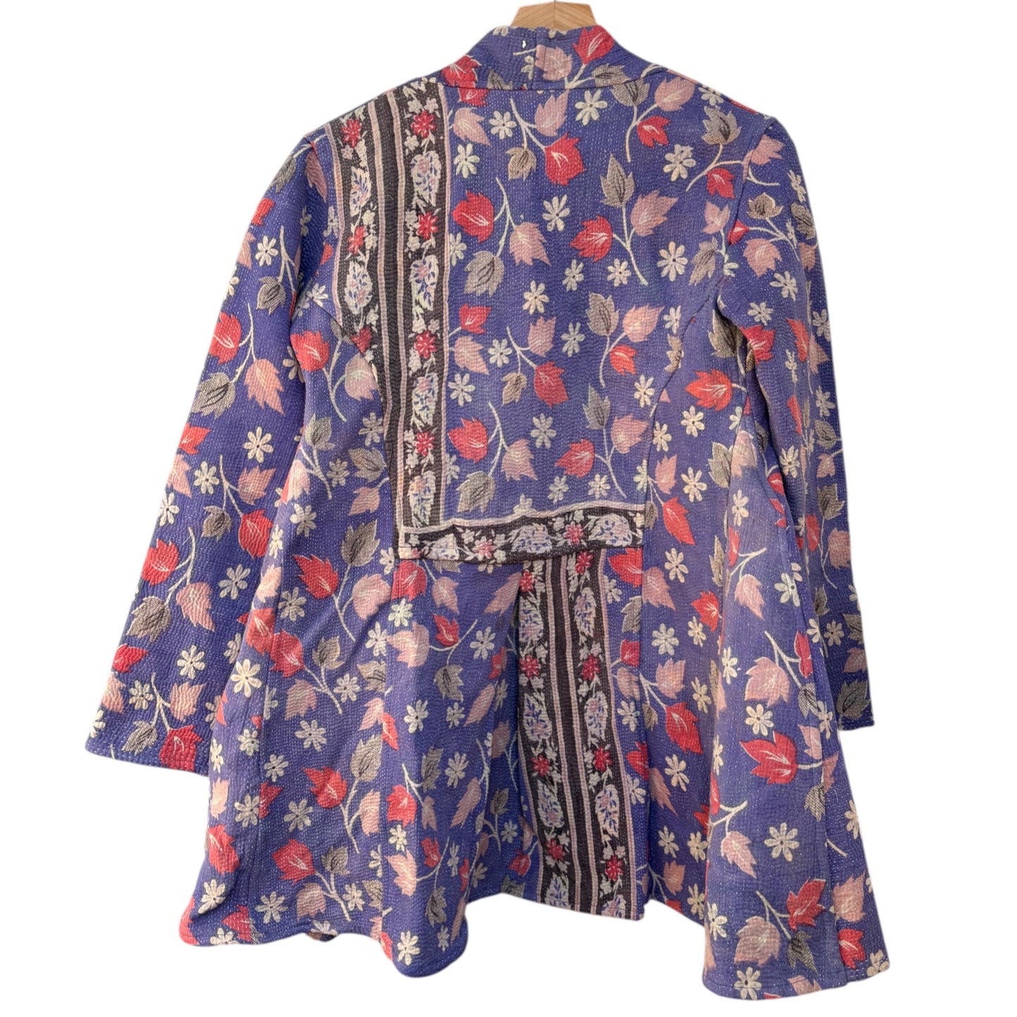 Lavender & Pink Long Kantha Coat