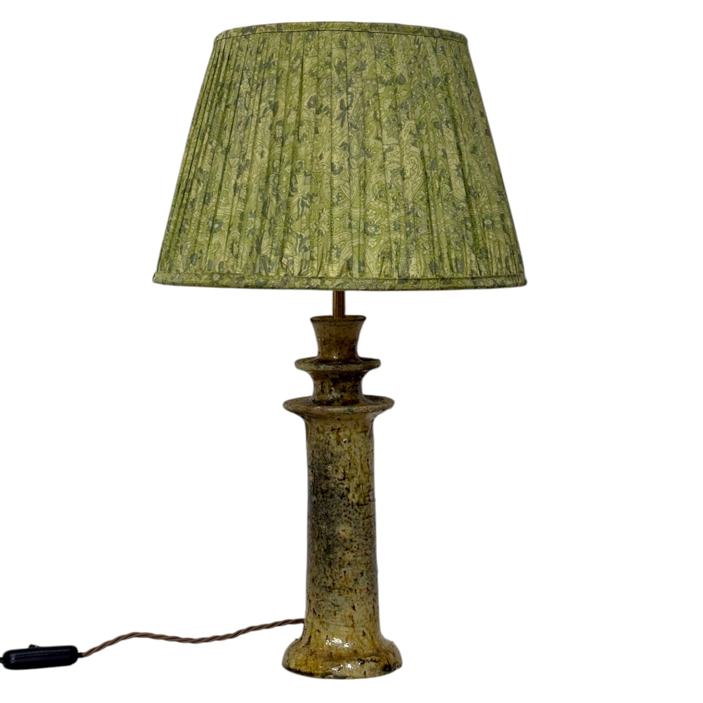 Lime green lampshade on tamegroute lamp