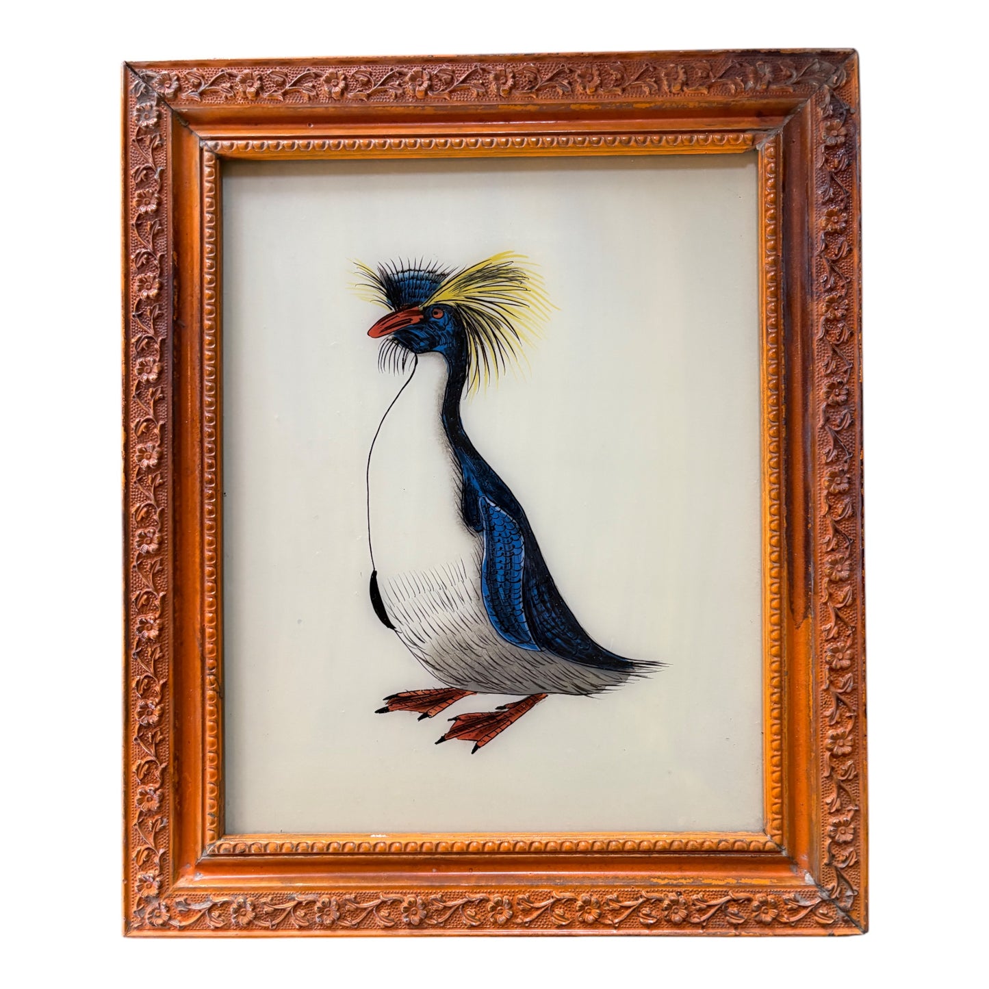 Medium penguin glass painting