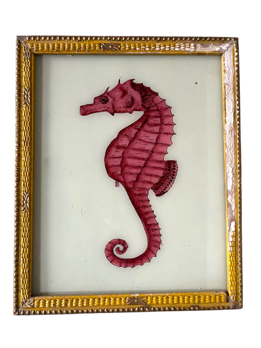 Medium seahorse glass painting