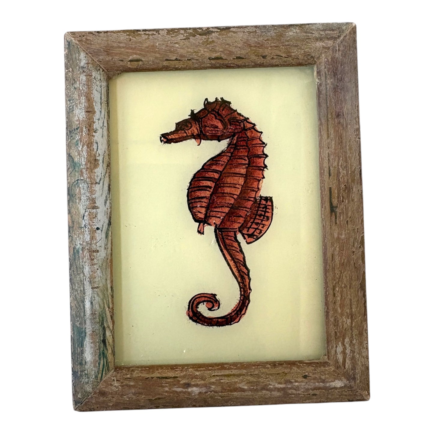 mini seahorse glass painting