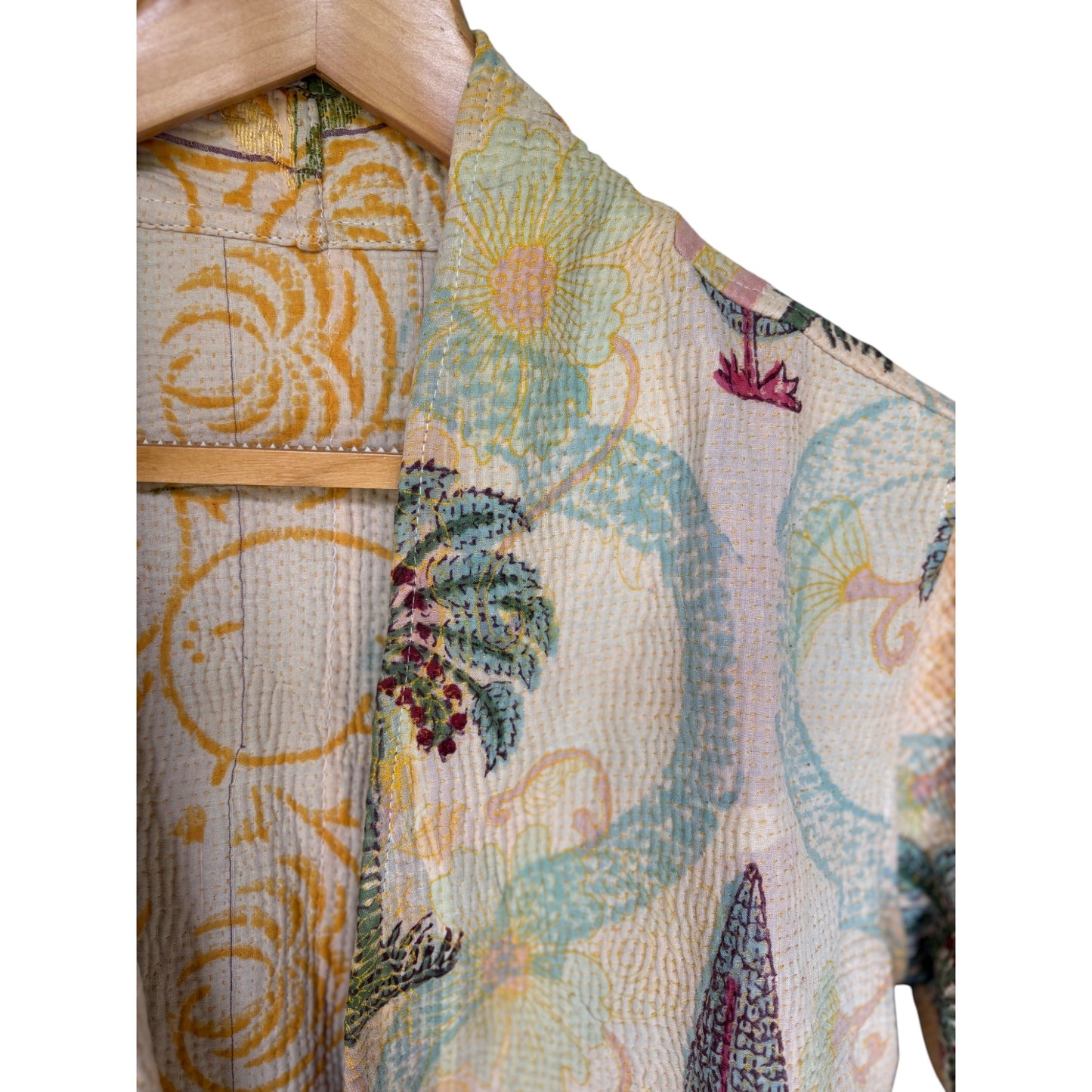 Pastels moghul long coat close up