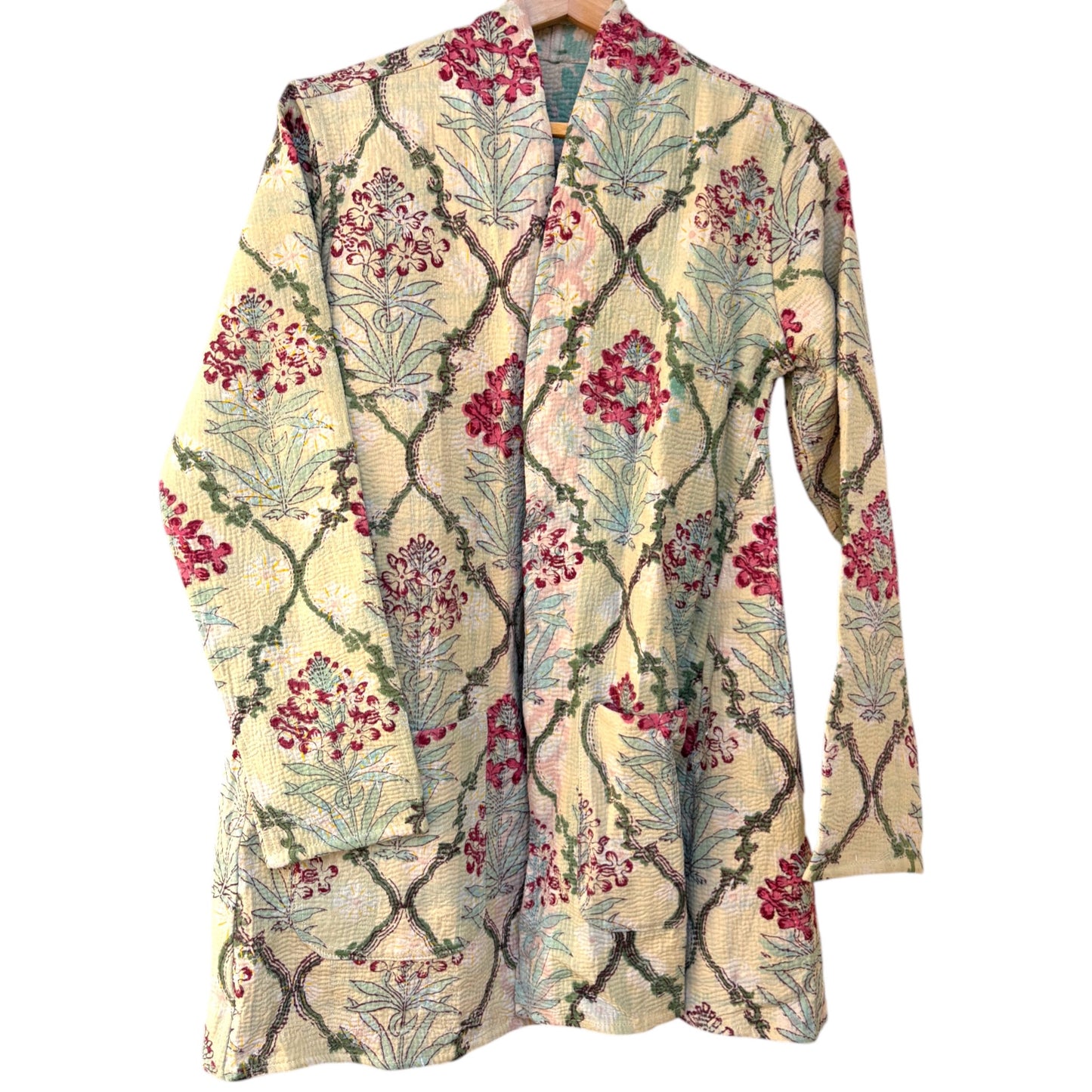 Moghul pink and blue kantha coat