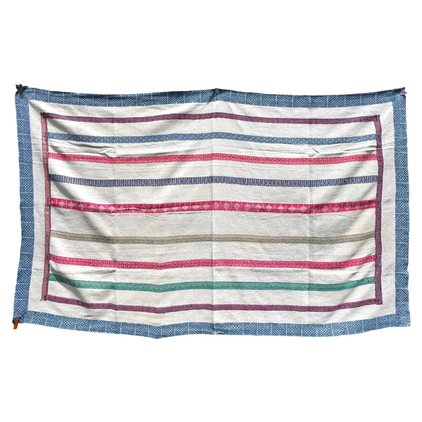 Nakshi stripes kantha quilt blues