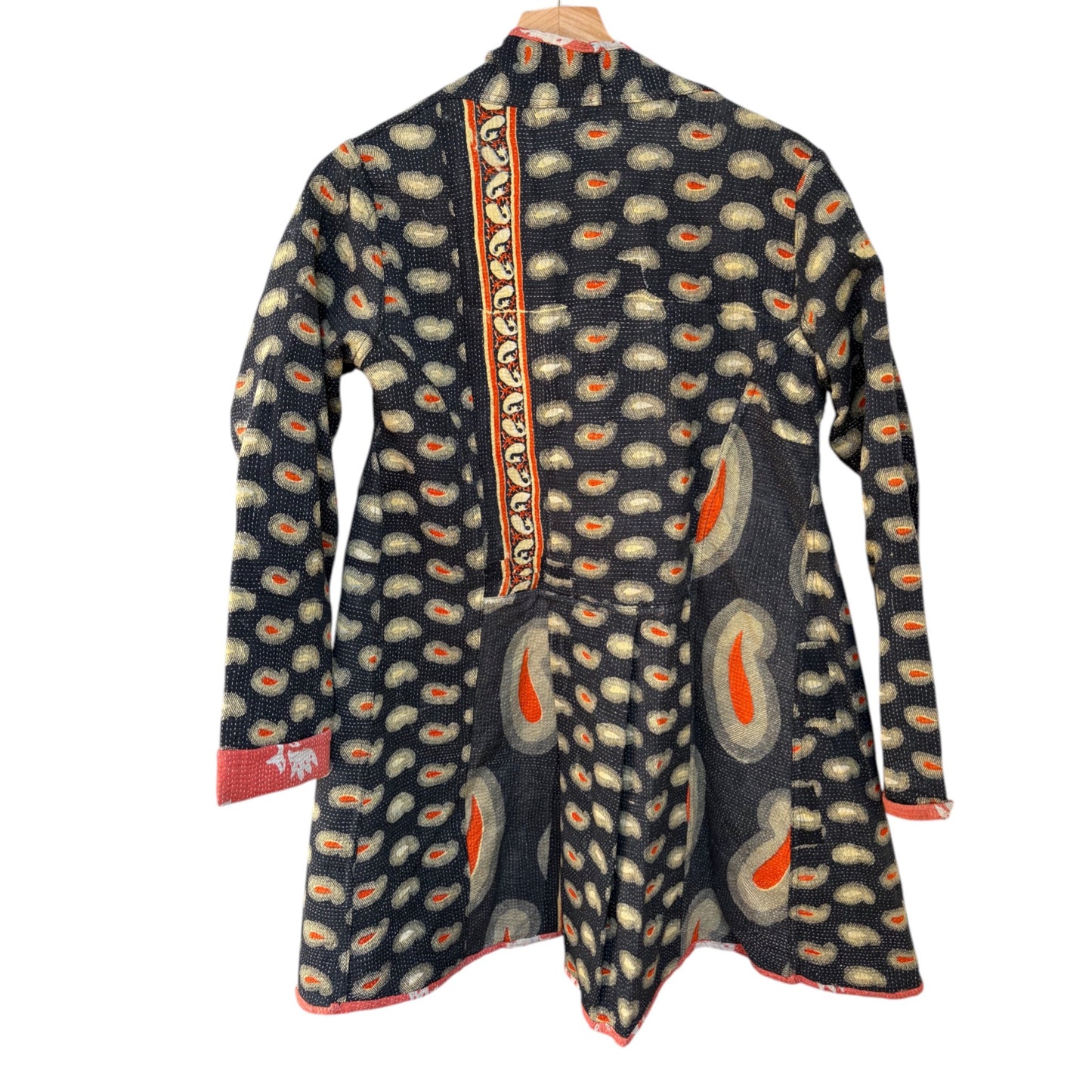 Navy with orange long coat