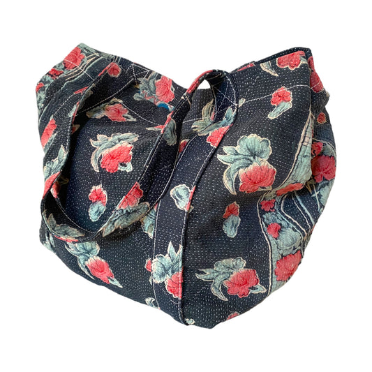 Kantha tote bag navy